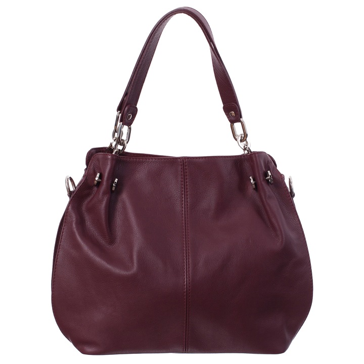 Azzura természetes bőr táska, 38x28x12 cm, bordó