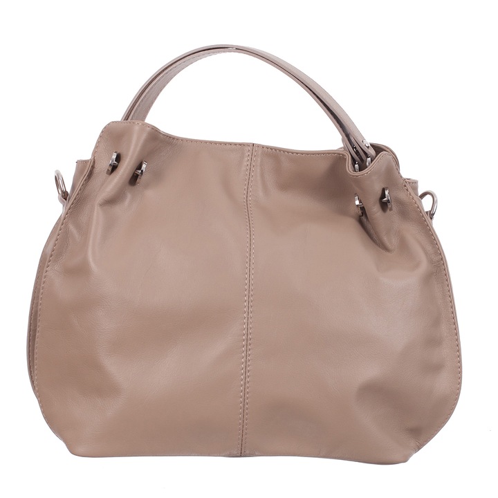 Azzura természetes bőr táska, 38x28x12 cm, bézs