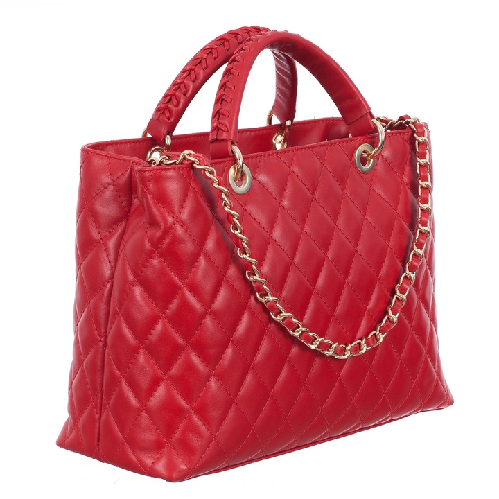 Termeszetes bor taska steppelt megjelenessel, Piros