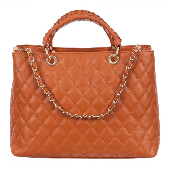 Azzura termeszetes bor taska, 34x25x16, Karamellbarna