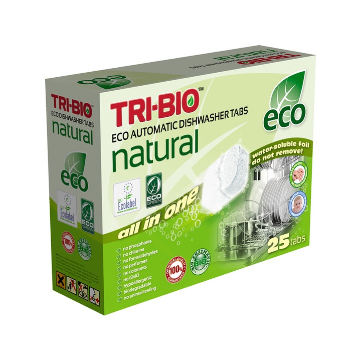 Detergent eco pentru masina de spalat vase, Tri-Bio, 25 tablete