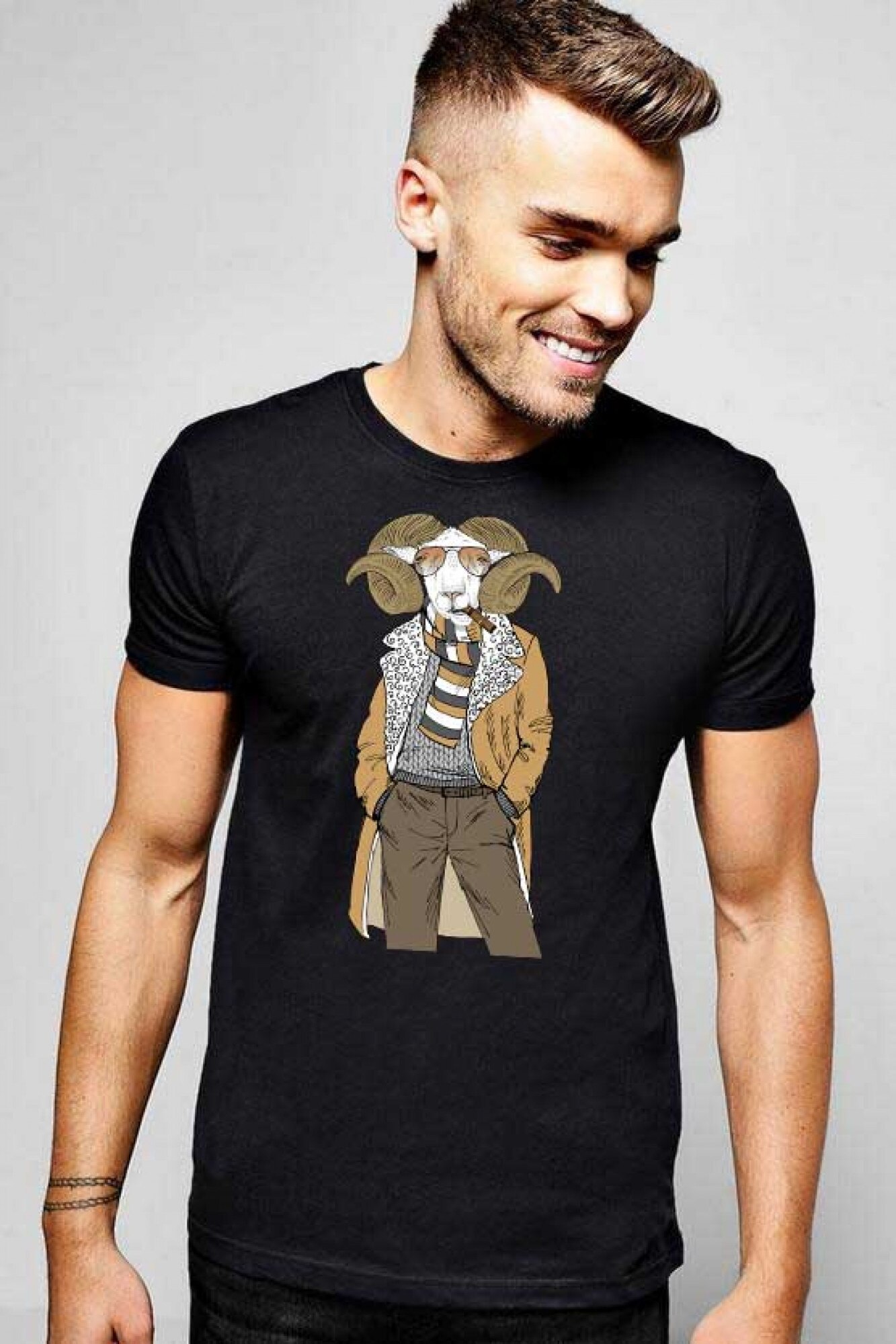 Tricou barbati negru - Berbec Fashion, M