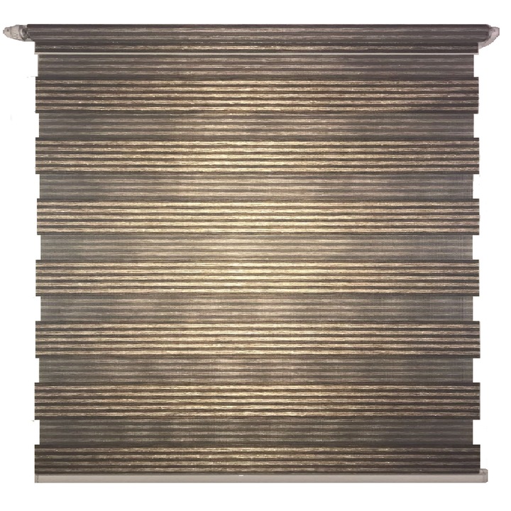 Jaluzea tip Rulou textil Maxi , Rolete Zebra Day & Night Luxury , Exclusive New Collection , Model cu insertie eleganta de sclipici , 160x240 cm MV107 accesorii albe , culoare maro inchis