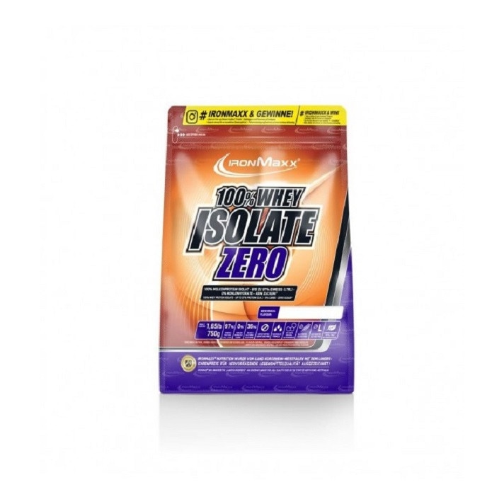 Supliment nutritiv, ironmaxx, izolat proteic pur, 100% whey isolate zero 750g chocolate