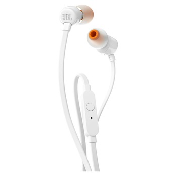 Casti JBL T110 albe in ear cu fir si microfon Casti JBL T110 albe in ear cu fir si microfon