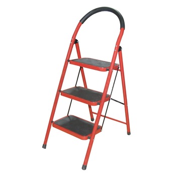 Scara Pliabila Metal, 3 Trepte Late, Max. 150 Kg, Rosu-Negru Scara Pliabila Metal, 3 Trepte Late, Max. 150 Kg, Rosu-Negru