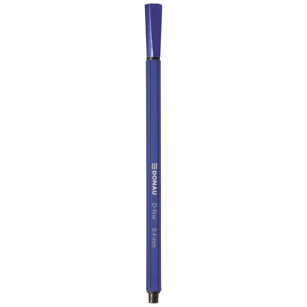Fineliner DONAU D-Fine, scriere de 0.4 mm, corp hexagonal, albastru
