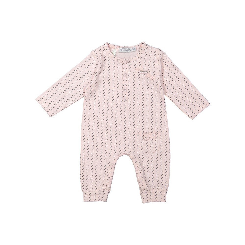 Salopeta bebe, Dirkje, cu maneca lunga, roz, 74 cm
