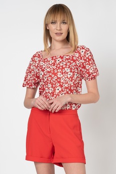 Vila, Bluza cu model floral, Rosu/Alb/Negru, M Vila, Bluza cu model floral, Rosu/Alb/Negru, M