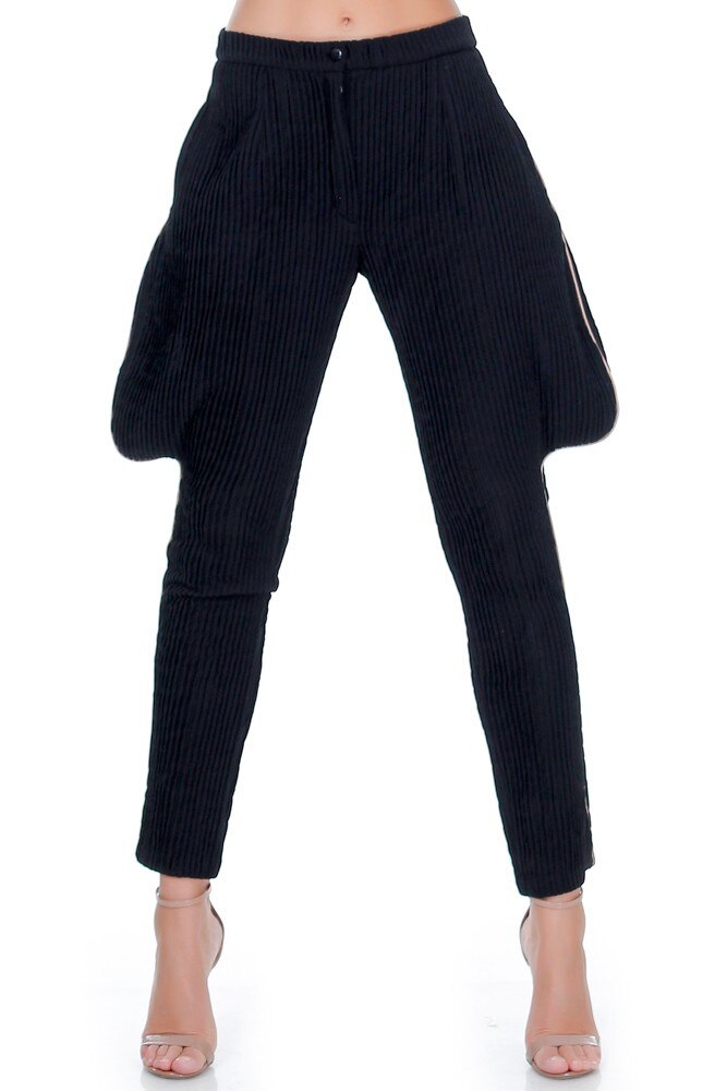 Pantaloni tricot negru cu vipusca Liza Panait RM-88E