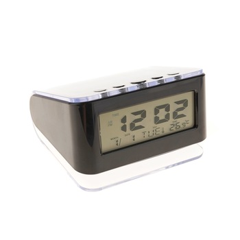 Ceas Digital 813 cu Termometru, Calendar, Alarme si Lumina de Fundal, Negru Ceas Digital 813 cu Termometru, Calendar, Alarme si Lumina de Fundal, Negru