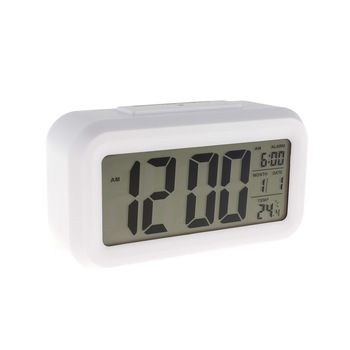 Ceas Digital de masa cristal lichid, Calendar, Alarme si Lumina de Fundal, Alb Ceas Digital de masa cristal lichid, Calendar, Alarme si Lumina de Fundal, Alb