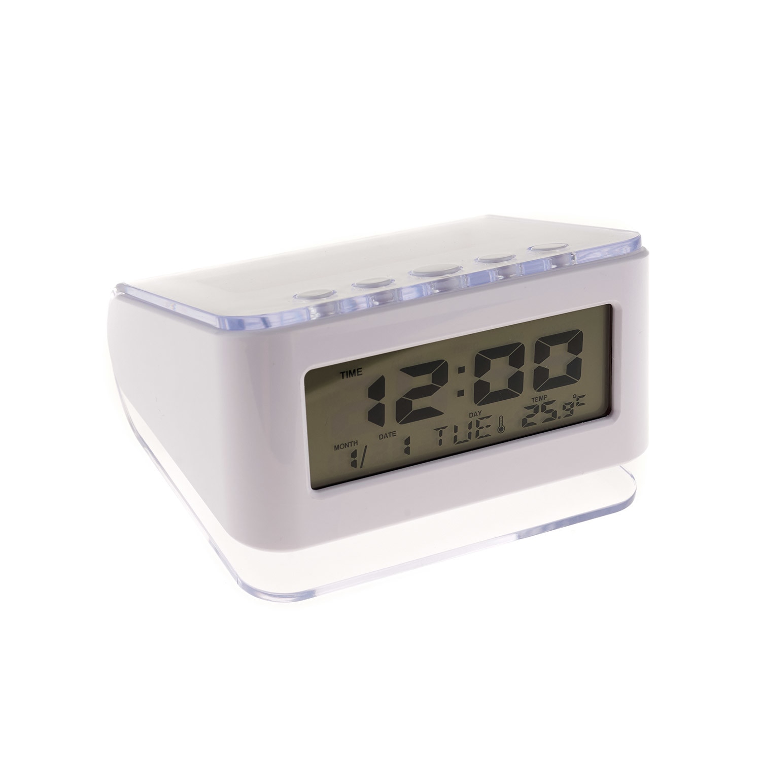 Ceas Digital 813 cu Termometru, Calendar, Alarme si Lumina de Fundal, Alb