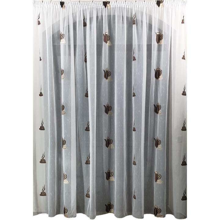 Perdea bucatarie alba 300x180cm model BC2 MASTEL confectionata cu rejansa