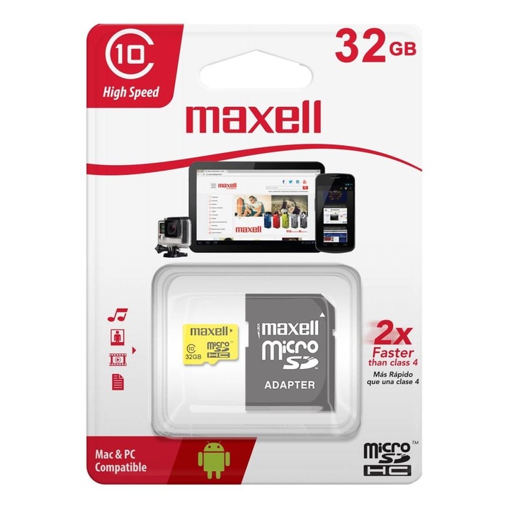 Card de memorie Maxell micro SDHC, 32GB, Class 10