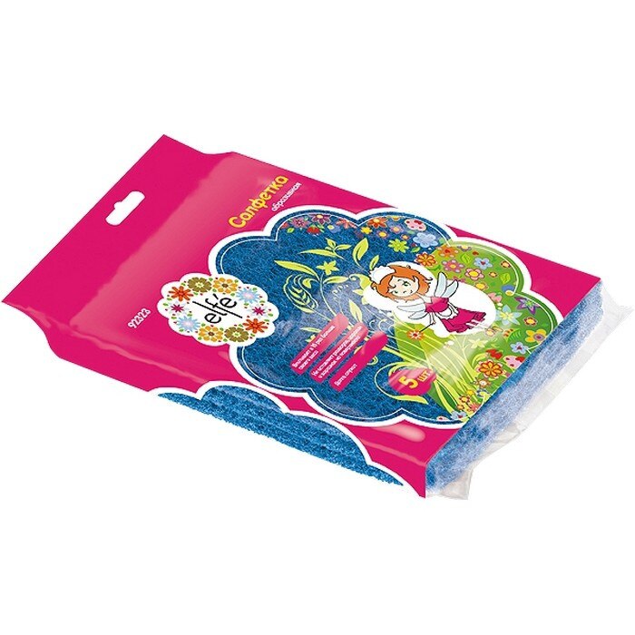 Laveta abraziva, albastra, 133 x 133 mm, set 3 buc. , ELFE