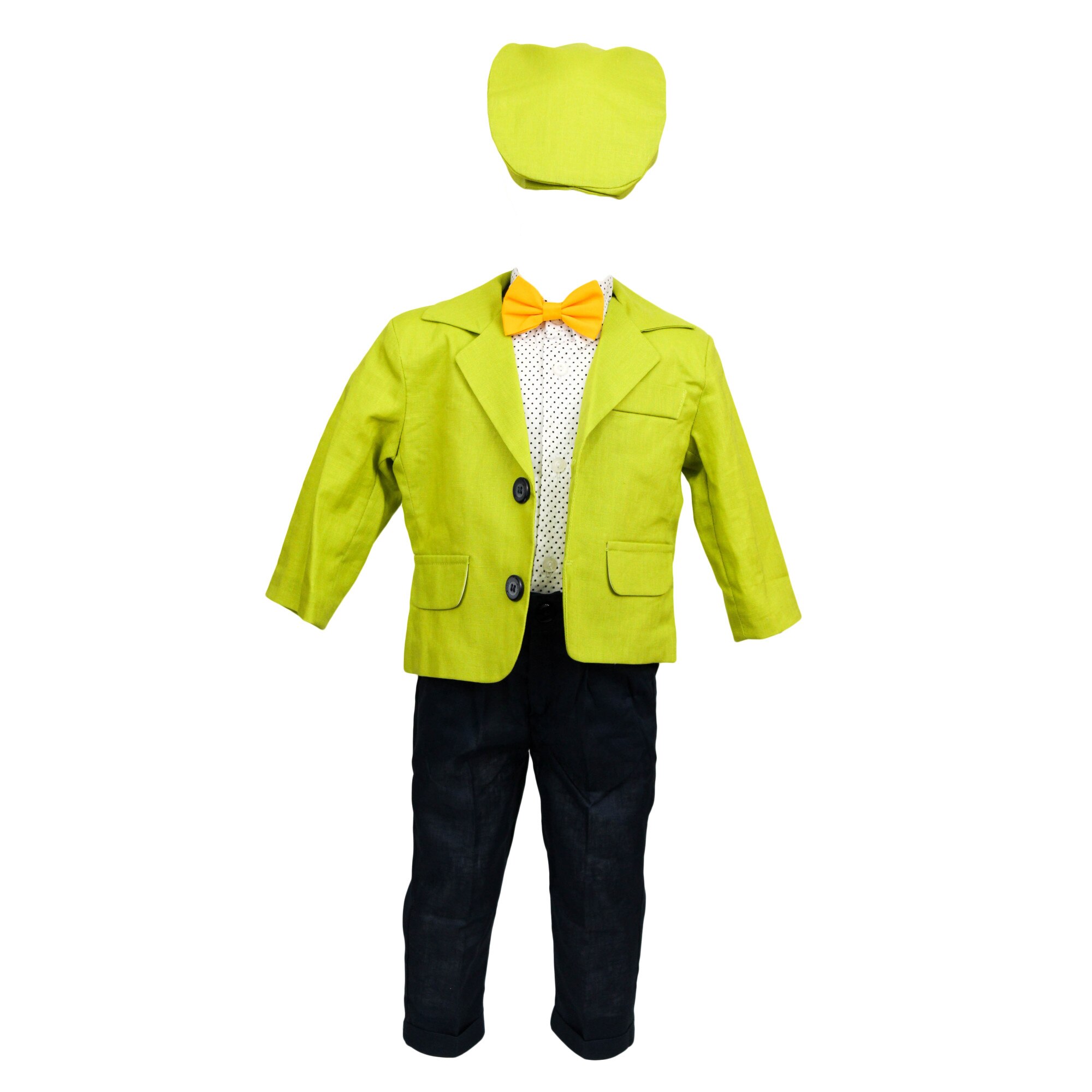 Costum botez, model Summer Time, culoare verde-bleumarin, varsta 3-6 luni