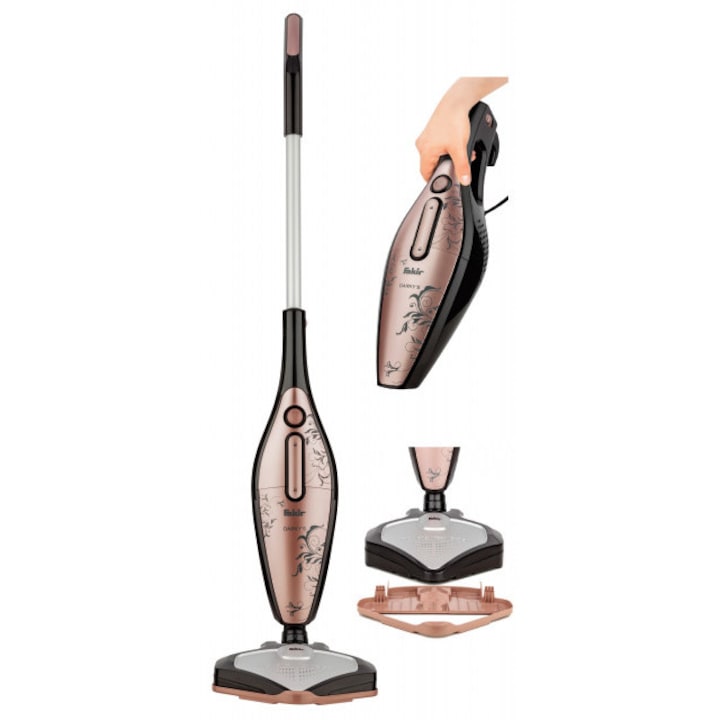 Aspirator cu fir Fakir Darky 2 in 1 vertical si de mana, 1 l, 800 W, Duza speciala parchet, Roz