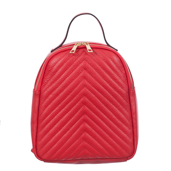 Rucsac din piele naturala Azzura, 31x25x12 cm, rosu