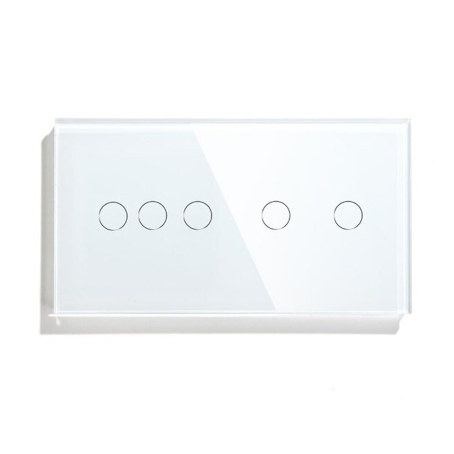 Panou intrerupator triplu+dublu cu touch din sticla Alb