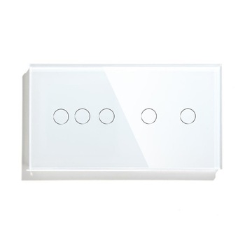 Intrerupator Smart Touch triplu+dublu cap scara/cruce WiFi compatibil cu Alexa, Google Home, IFTTT Alb Intrerupator Smart Touch triplu+dublu cap scara/cruce WiFi compatibil cu Alexa, Google Home, IFTTT Alb