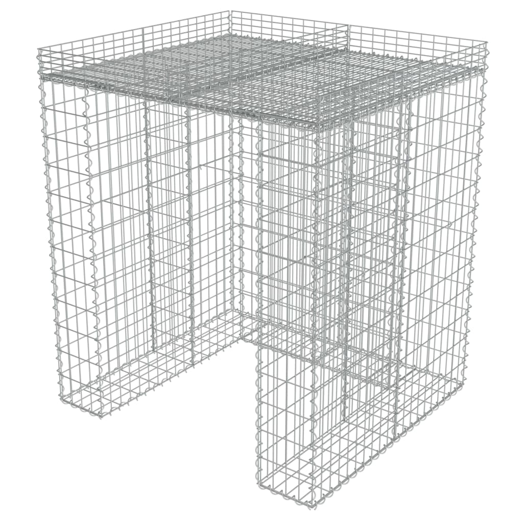 Magazie pubela tip gabion, vidaXL, Otel, 110 x 100 x 130 cm, Argintiu