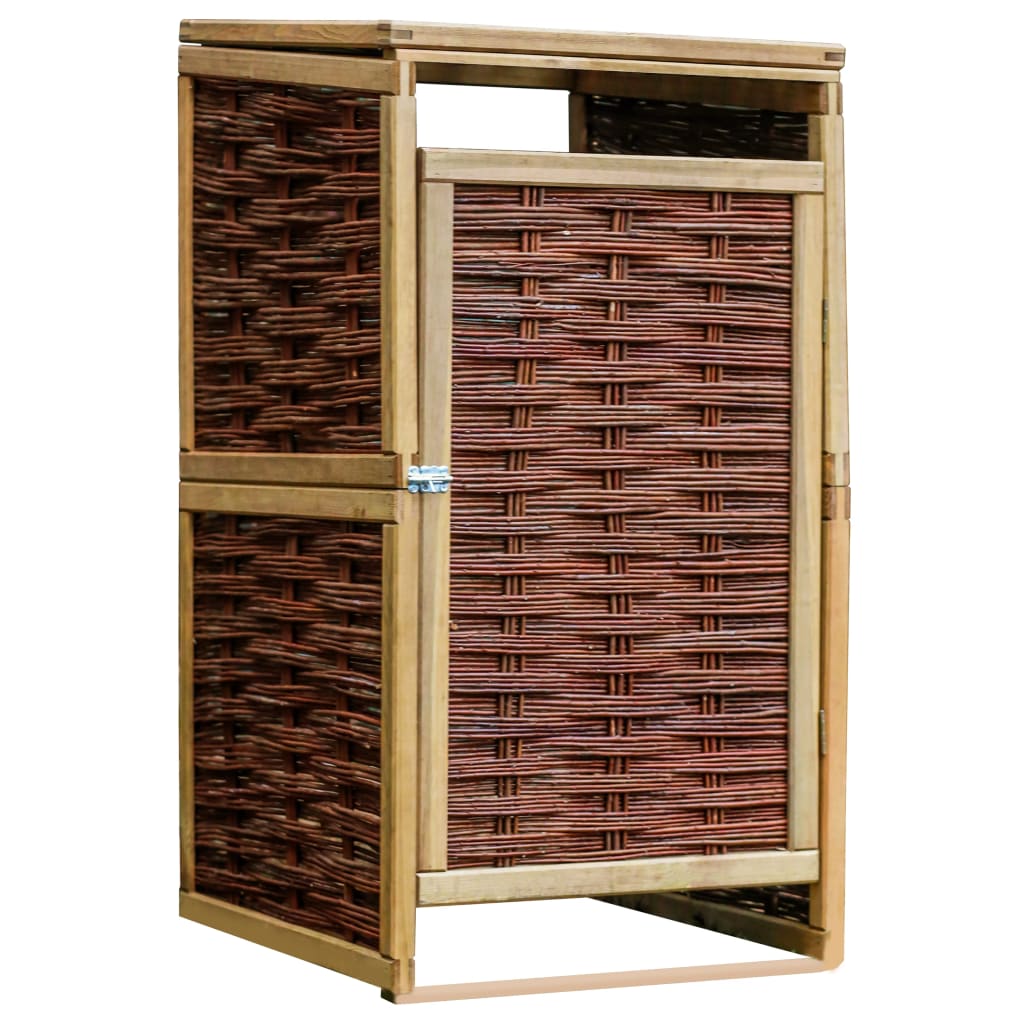 Magazie pubela, vidaXL, Lemn de pin si rachita, 68 x 80 x 135,5 cm, Maro