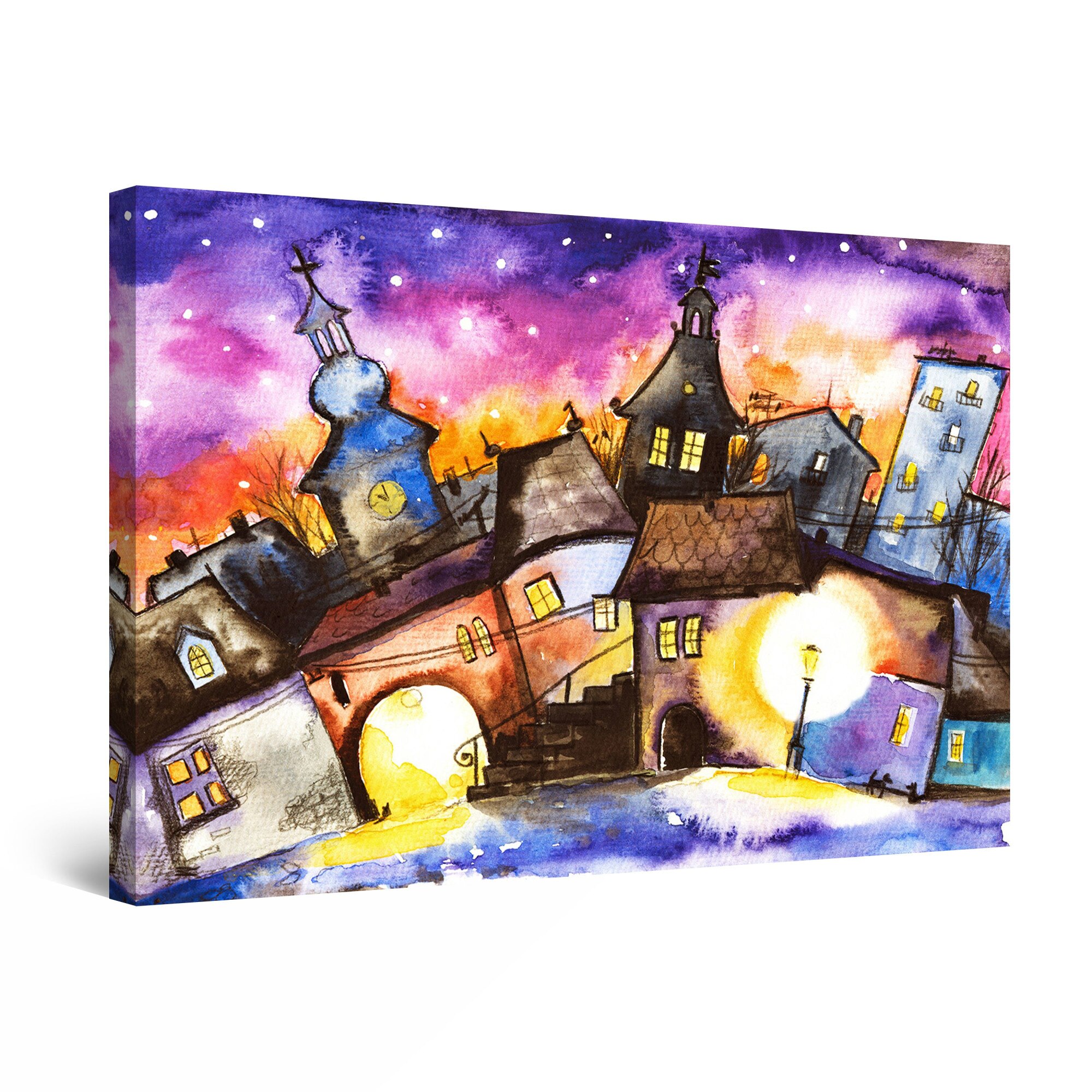 Tablou DualView Startonight Orasel de iarna, luminos in intuneric, 80 cm x 120 cm