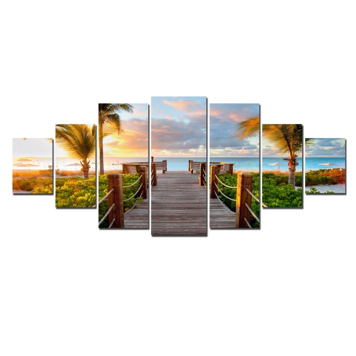 Картина пано DualView Startonight Summer Beach, Светлина на тъмно, 100 х 240 см