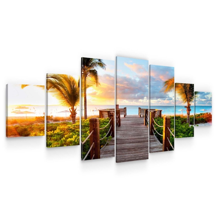 Set Tablou DualView Startonight Plaja de vara, 7 piese, luminos in intuneric, 100 x 240 cm