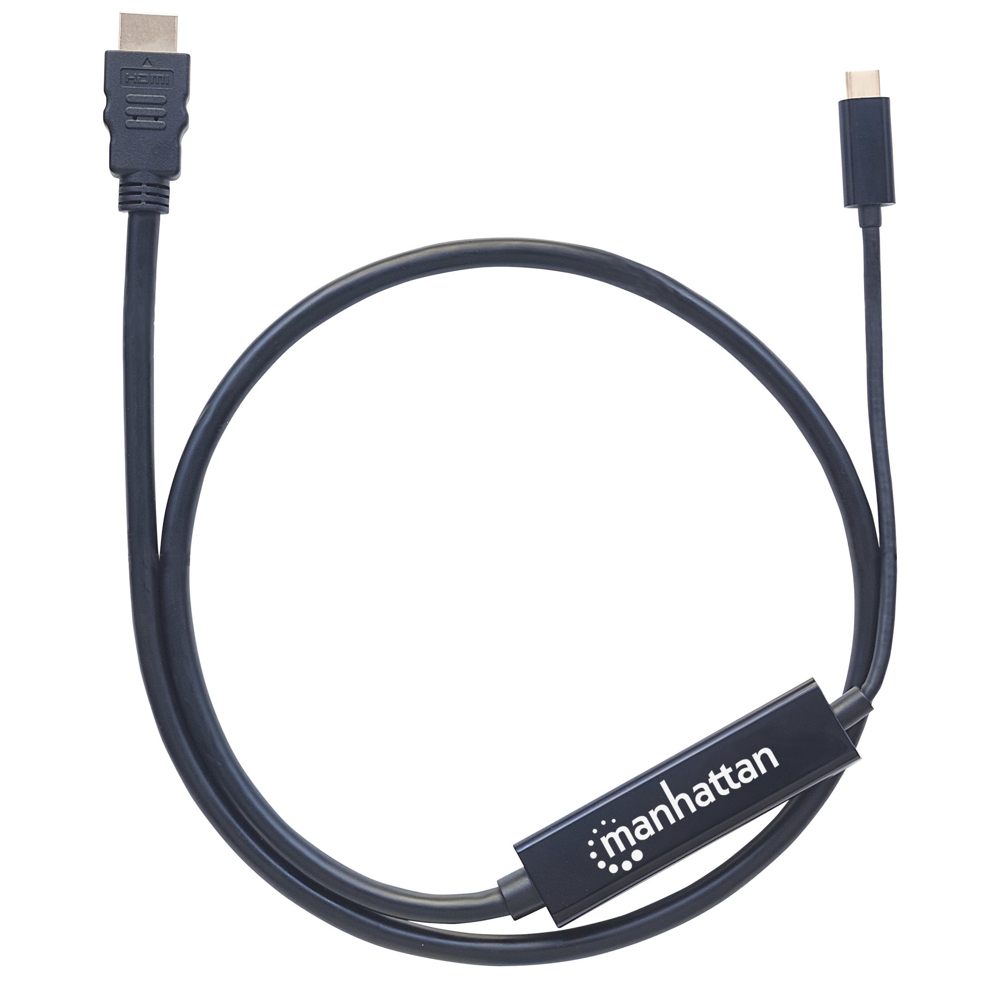 Adaptor Manhattan, USB-C - HDMI, Tata/ Tata, 1m, Modul DP Alt, Negru