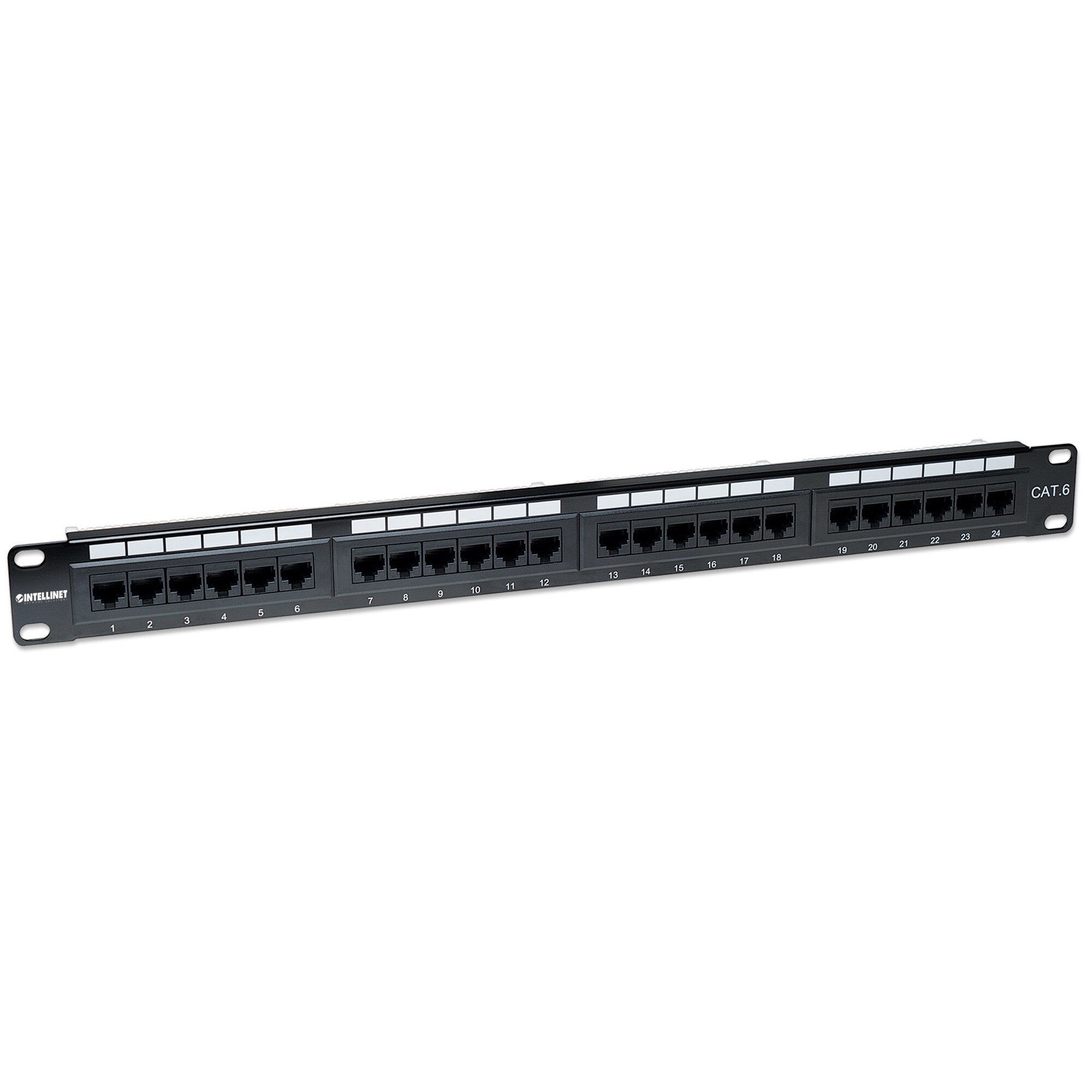 Patch Panel Intellinet 520959 UTP, Categoria 6, 24 de porturi, Conector RJ-45, Negru