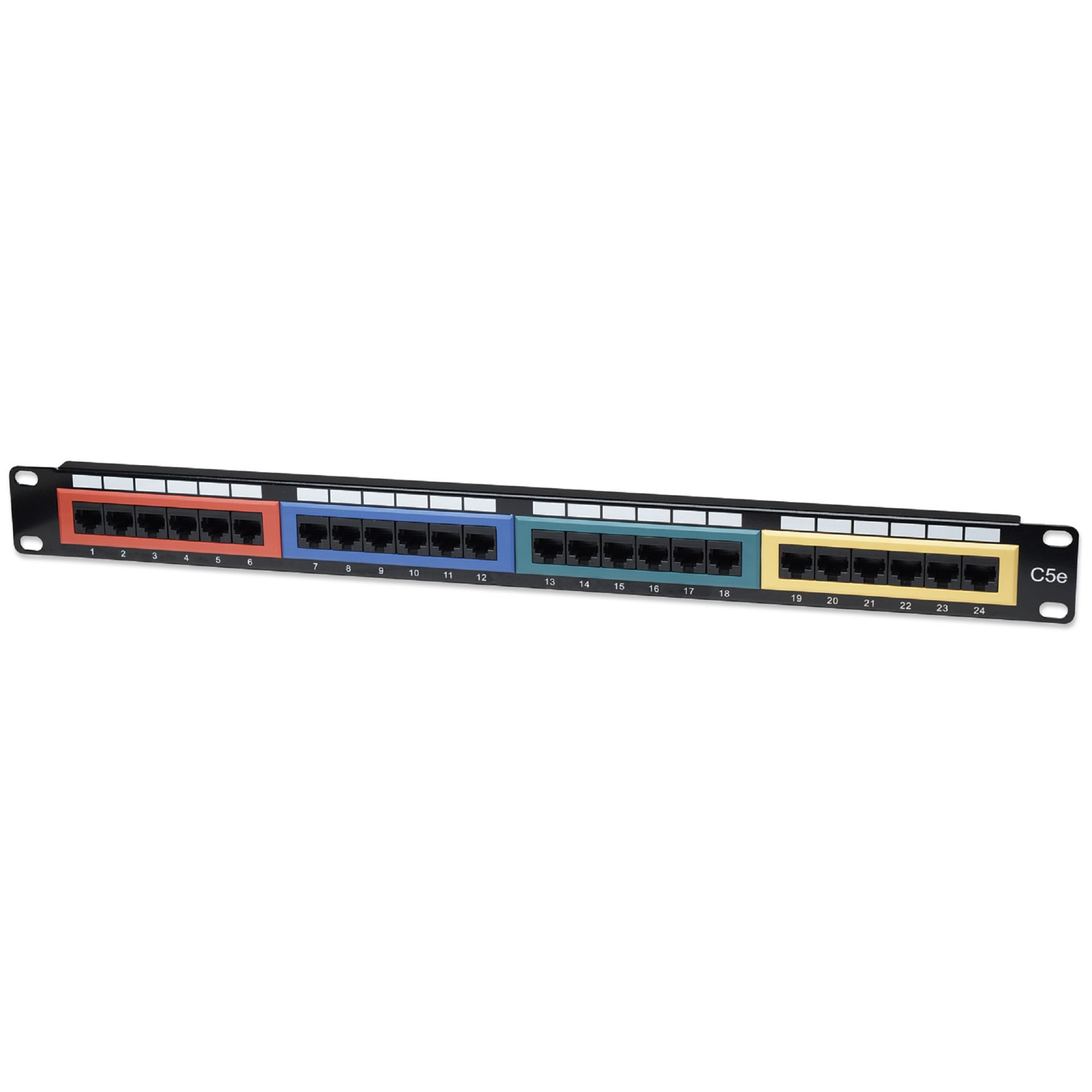 Panou patch panel Intellinet 513678, Module colorate, UTP Cat5e, 24 x port RJ45, 19 