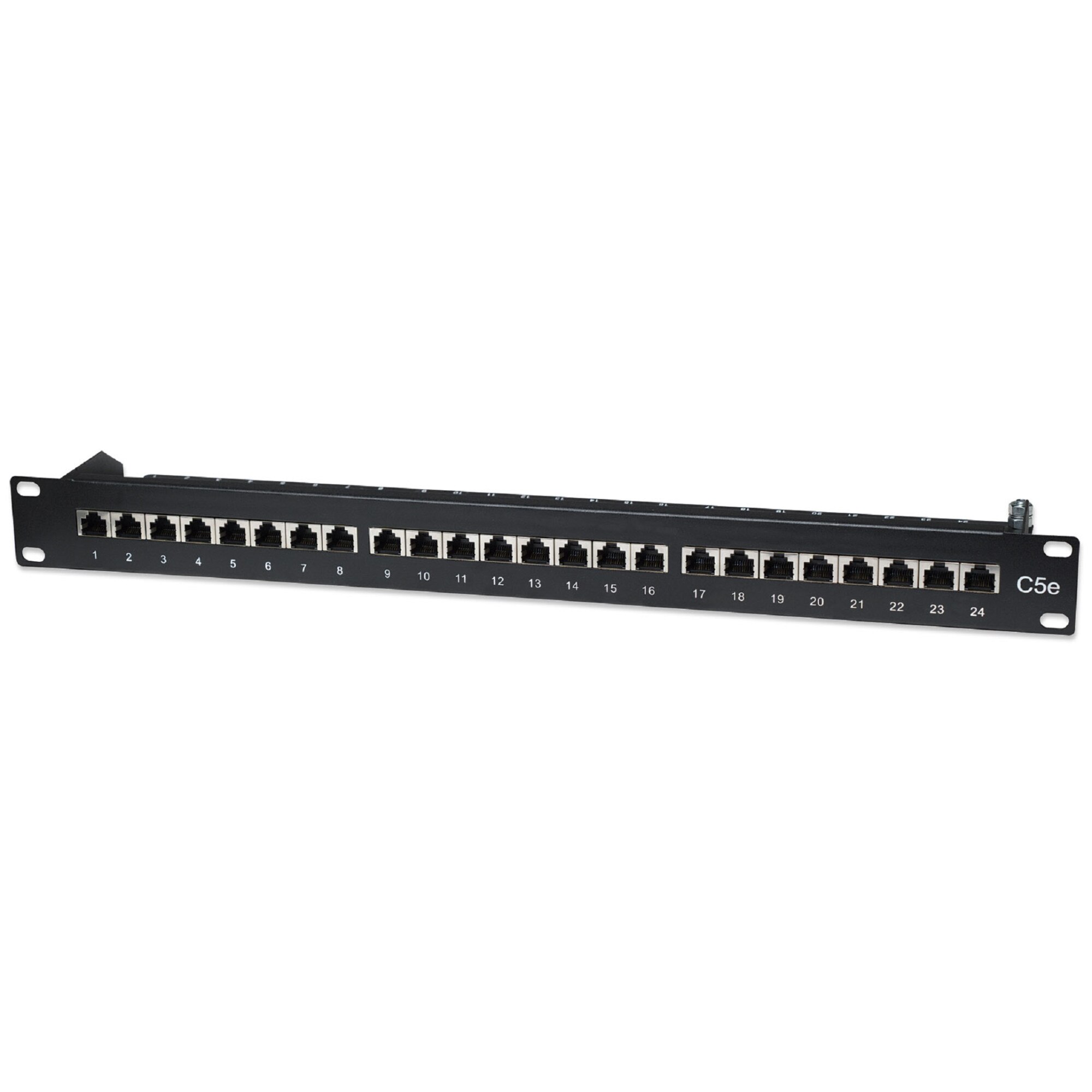 Patch Panel Intellinet 513487 STP, Categoria 5, 24 de porturi, Conector RJ-45, Negru