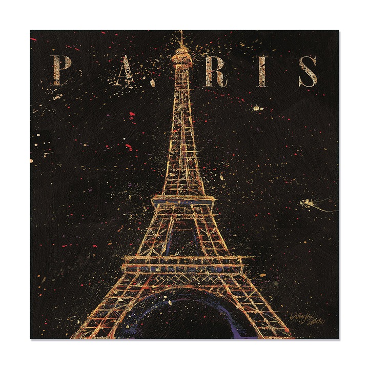 Картина на платно - Франция, Париж, Айфеловата кула, Град, Злато, Модерна, 60 х 60 см