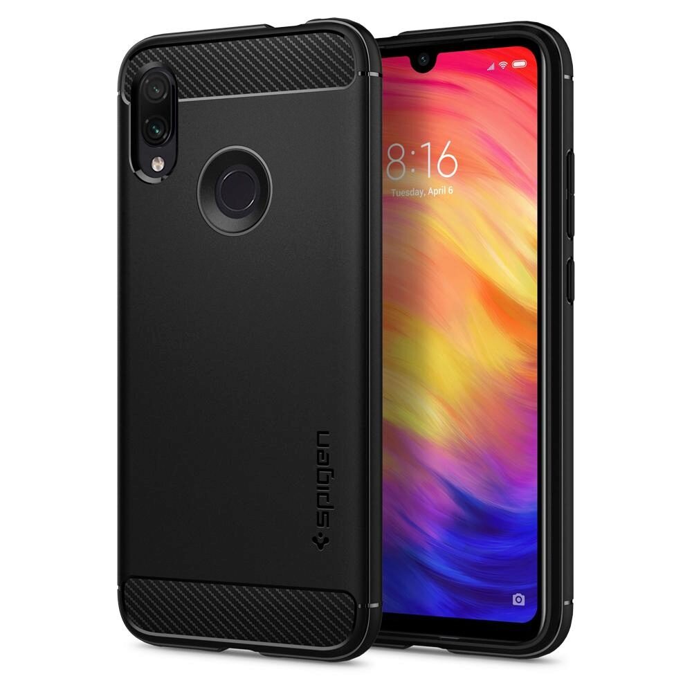 Husa Antisoc Spigen Rugged Armor pentru Xiaomi Redmi Note 7, Protectie la Standarde Militare, Negru