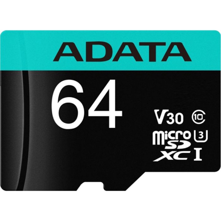 Карта памет ADATA PremierPRO, MicroSDXC, 64GB, UHS-I U3 + Адаптер