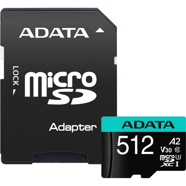 ADATA PremierPRO memóriakártya, MicroSDXC, 512 GB, UHS-I U3 + adapter