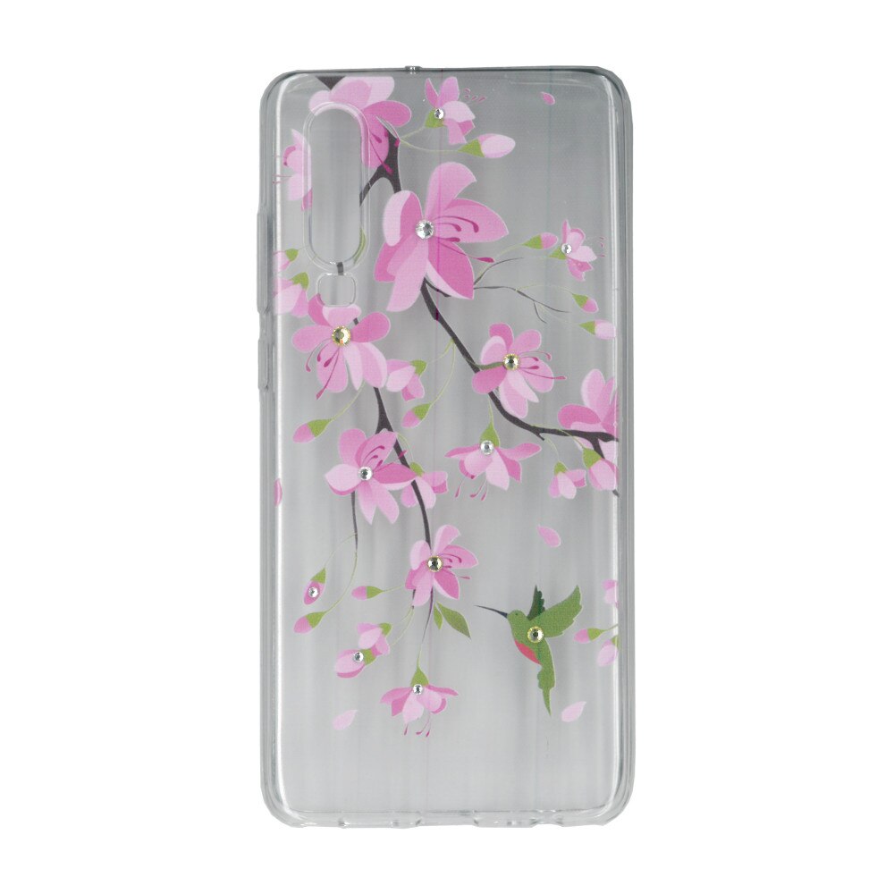 Husa silicon motiv floral si cristal, pentru Huawei P30 - Eurocell M2