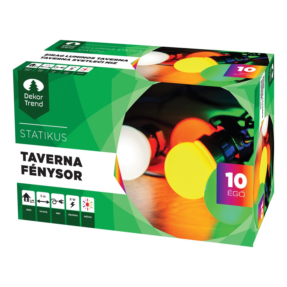 Ghirlanda luminoasa, Taverna, Dekortrend, 5m, cu 10 globulete cu lumina RGB