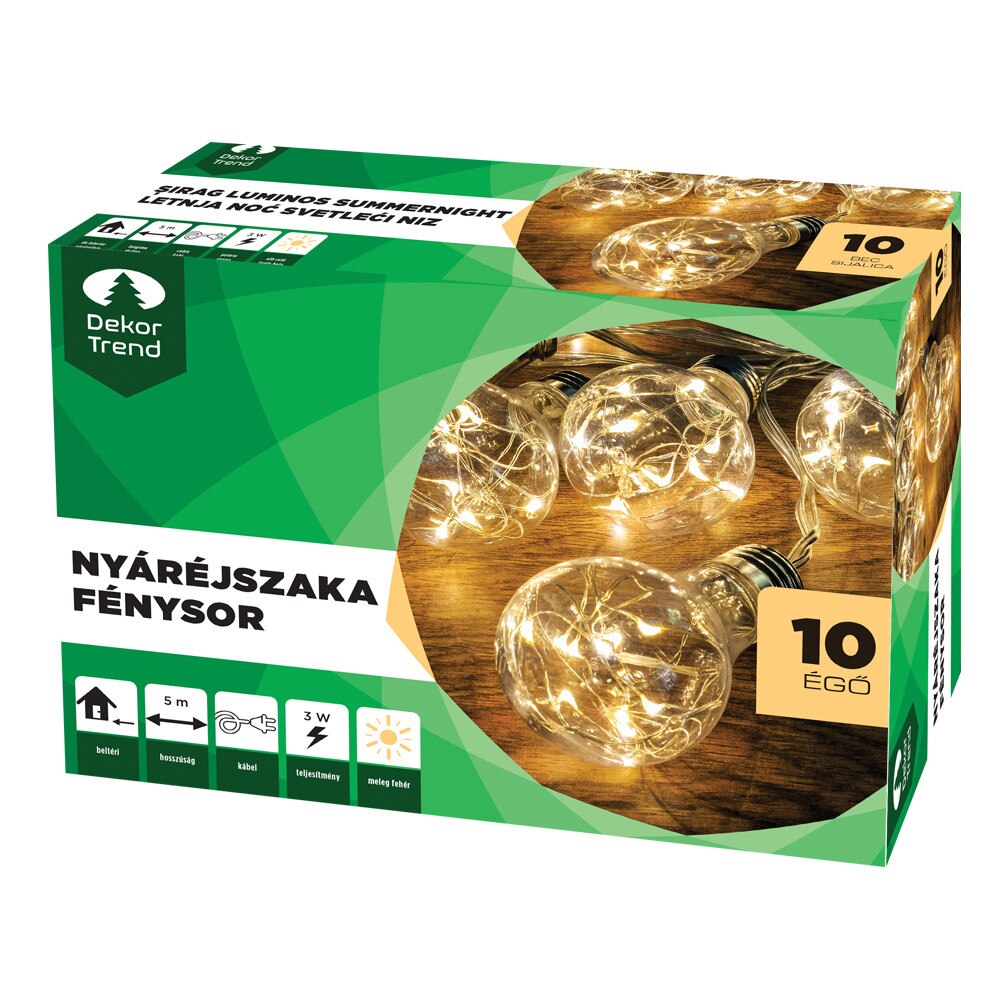 Ghirlanda luminoasa Noapte de vara, Dekortrend, 5m, cu 10 globulete cu lumina calda