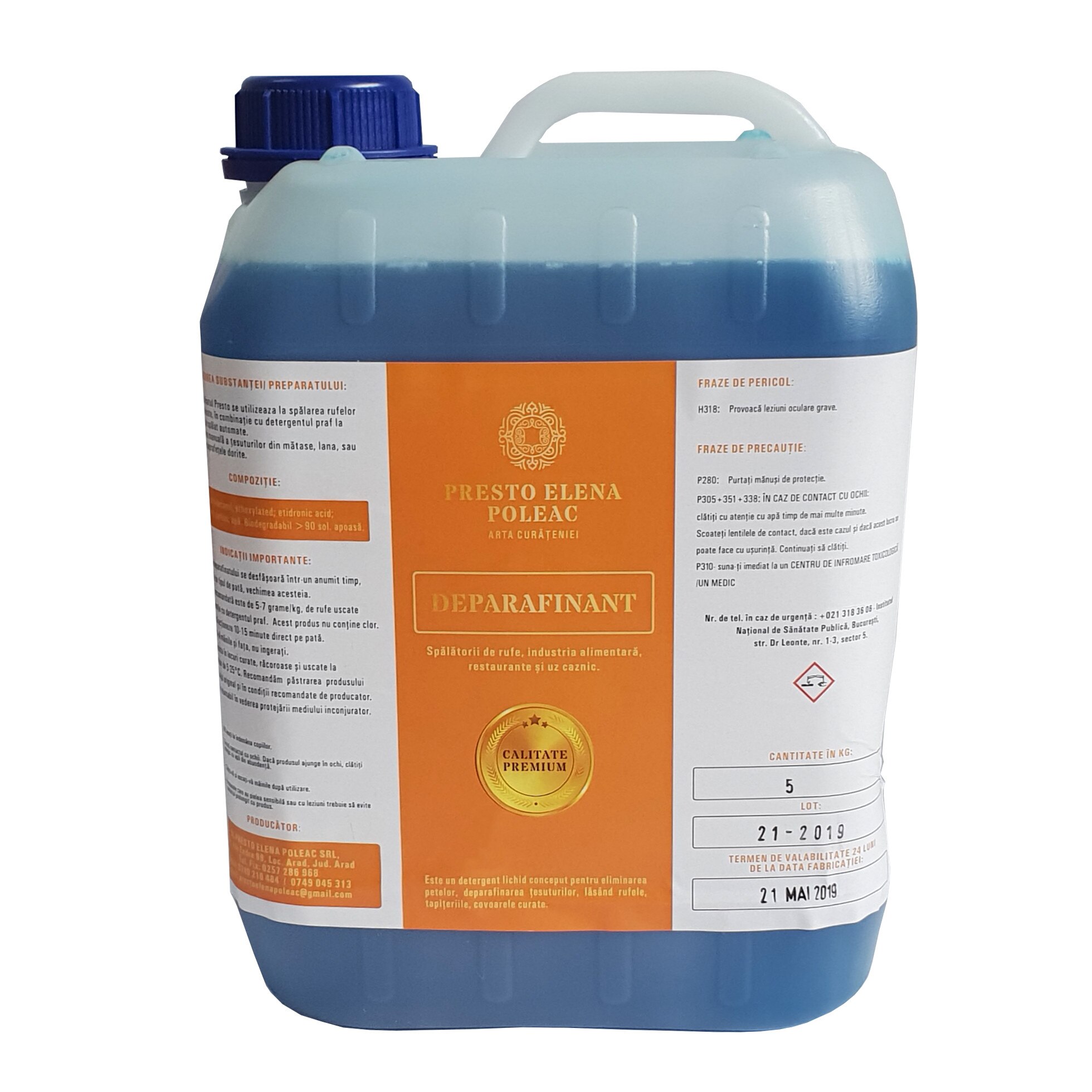 Solutie pentru curatarea petelor Presto Elena Poleac Deparafinant profesional 5 kg