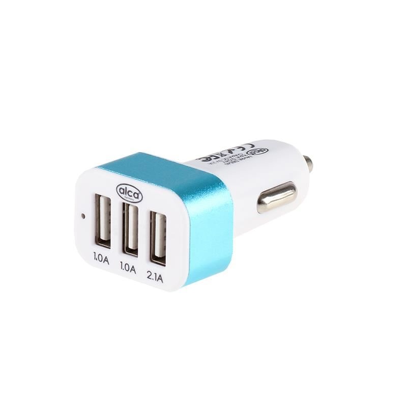 Adaptor pentru bricheta auto 3xUSB alb/blue