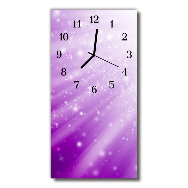 Ceas de perete din sticla Tulup, Stars, 15821645, Mov, 30 x 60 cm