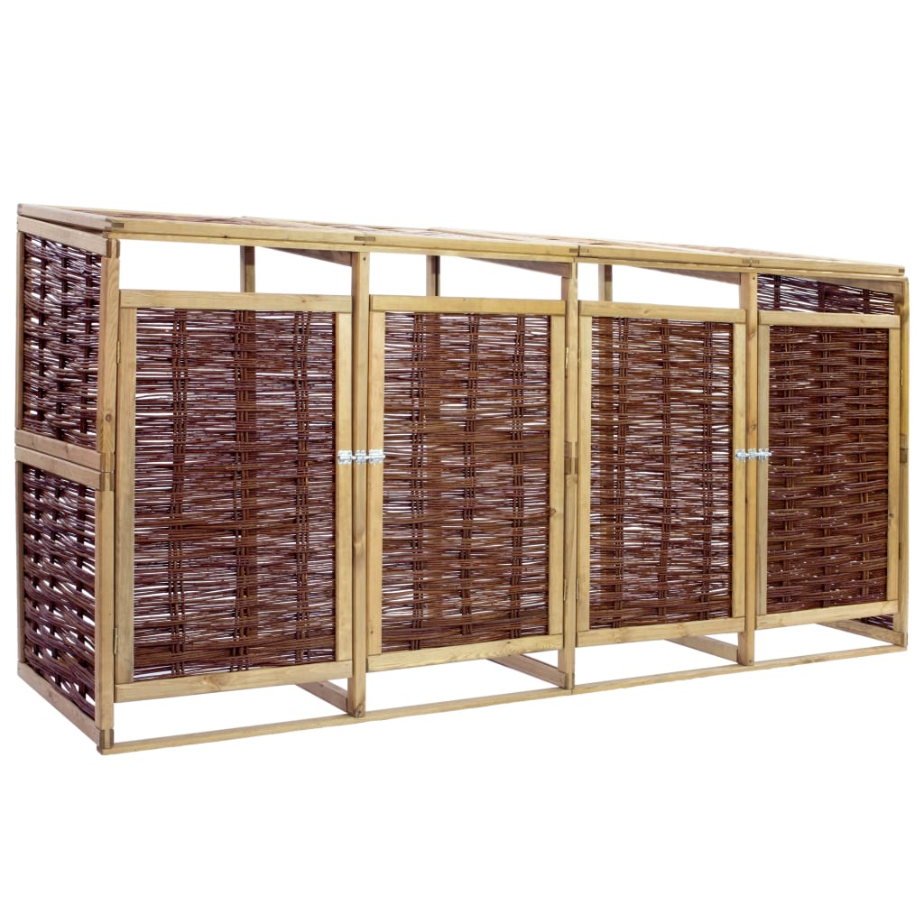 Magazie de pubela cvadrupla, vidaXL, Lemn, 270.5 x 80 cm, Maro