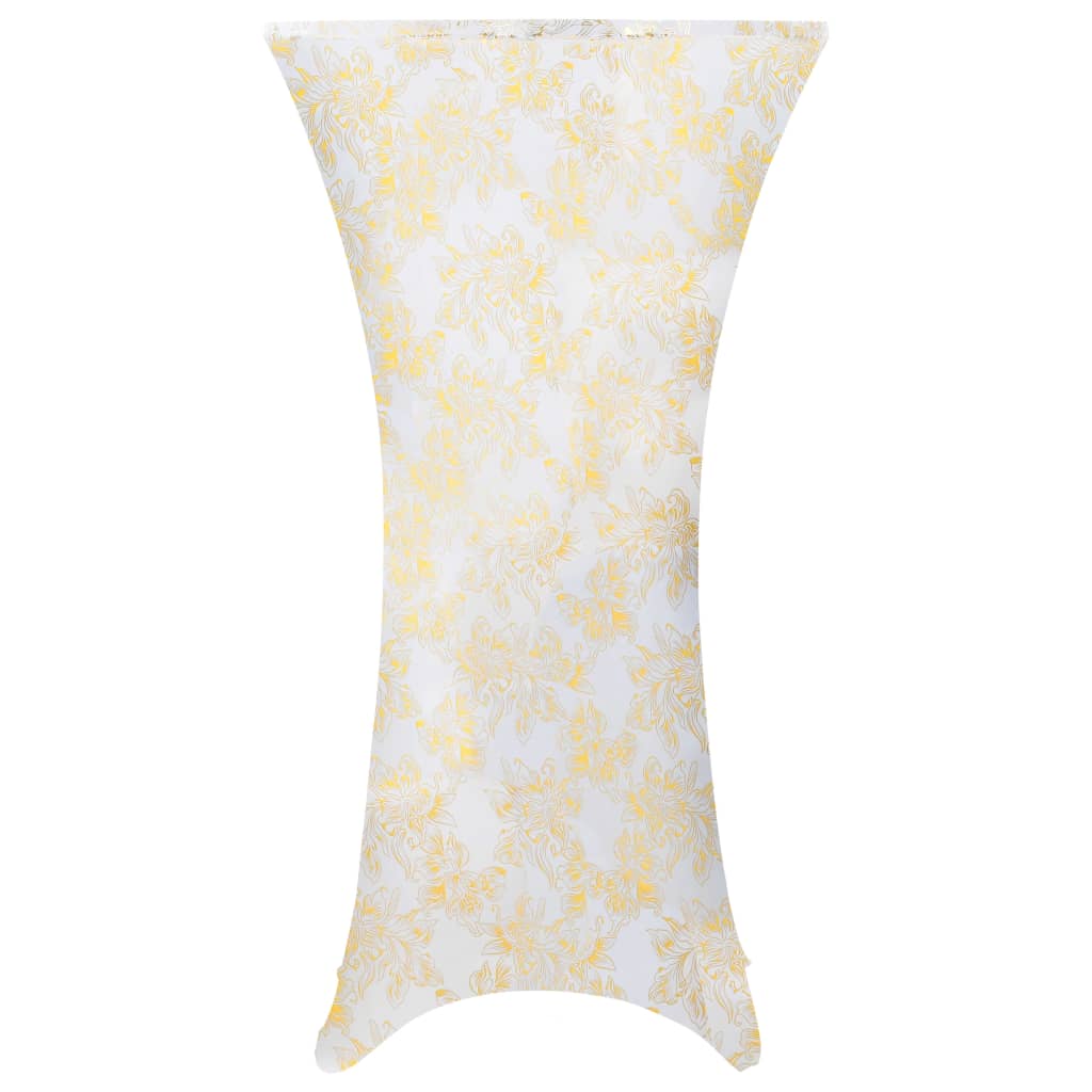 Set de 2 huse elastice pentru masa cu imprimeu auriu, vidaXL, Tesatura, 60 cm, Auriu