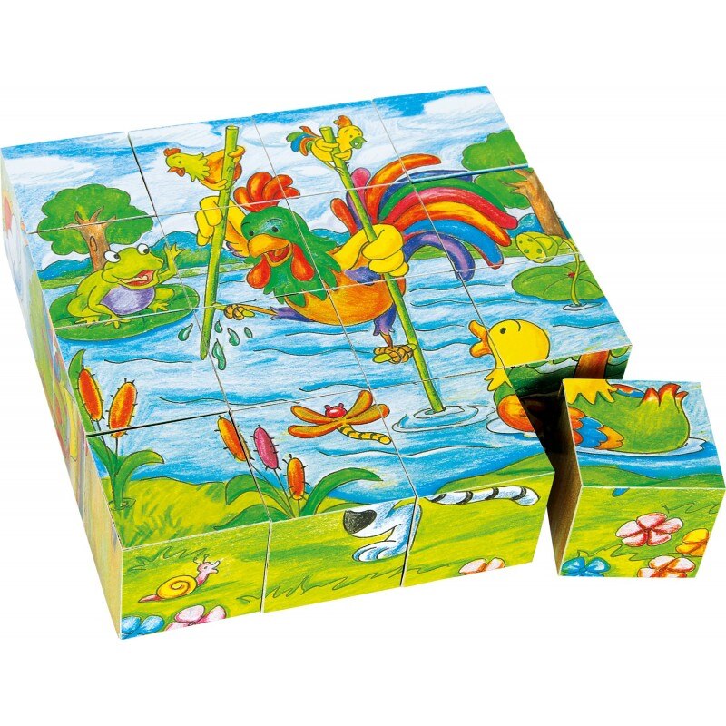 Puzzle cub Lotte, Small Foot, multicolor, lemn, 2 ani+