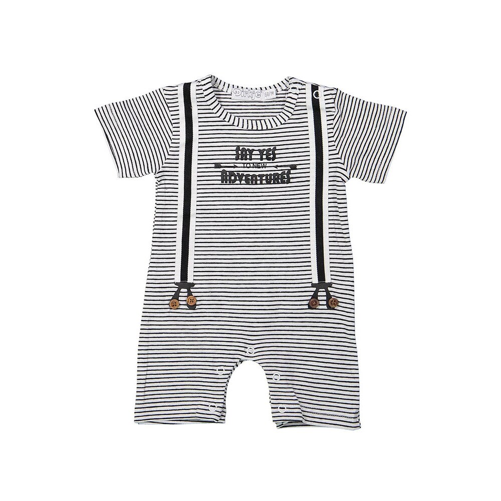 Salopeta bebe, Dirkje, cu bretele, alb&negru, 68 cm