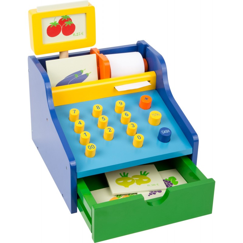 Casa de marcat cu accesorii, Small Foot, multicolor, lemn, 3 ani+