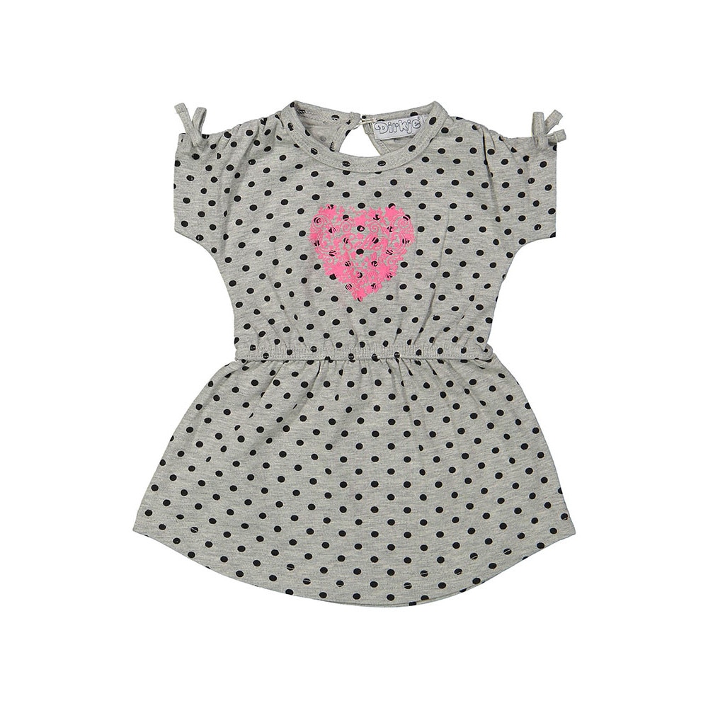 Rochie fete,Dirkje, cu buline si inimioara, gri